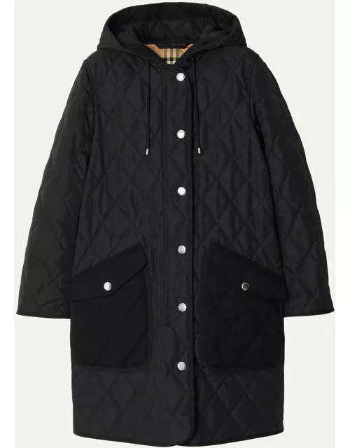 Roxby Quilted Top Coat with Hood