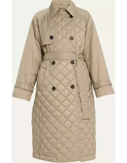 Quilted Water-Resistant Trench Coat