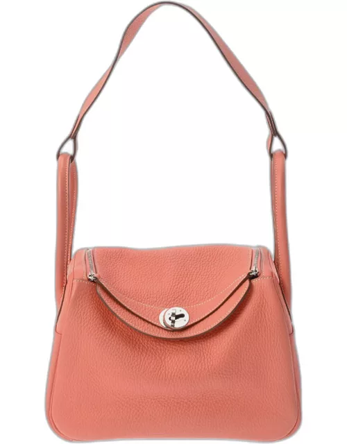 Hermes Pink Clemence Leather Lindy 26 Shoulder Bag