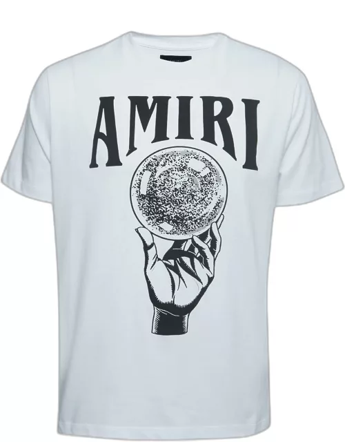 Amiri White Cotton Crystal Ball Print T-Shirt