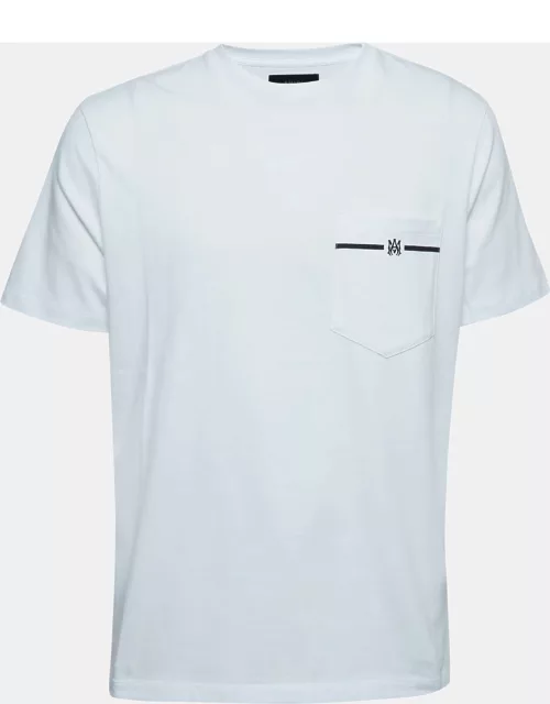 Amiri White Cotton Logo Print Pocket T-Shirt