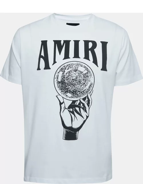 Amiri White Cotton Crystal Ball Print T-Shirt