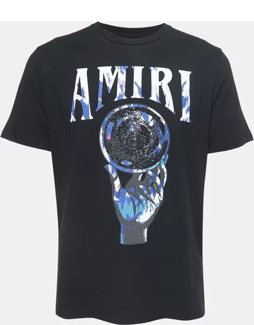 Amiri Black Cotton Crystal Ball Print T-Shirt