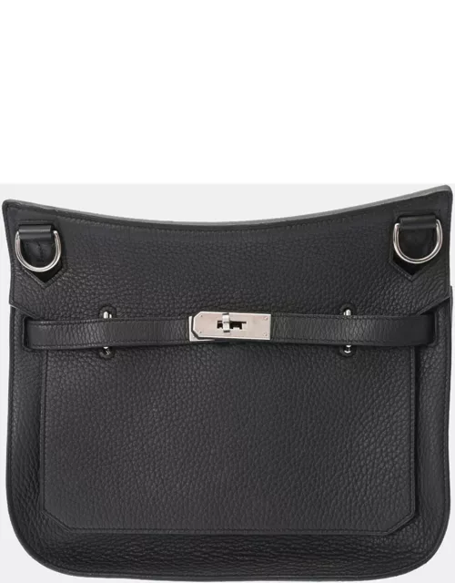 Hermes Black Clemence Leather Jypsiere 28 Shoulder Bag