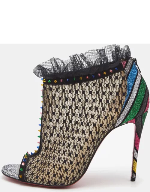 Christian Louboutin Multicolor Mesh and Lace Juliettra Ankle Boot
