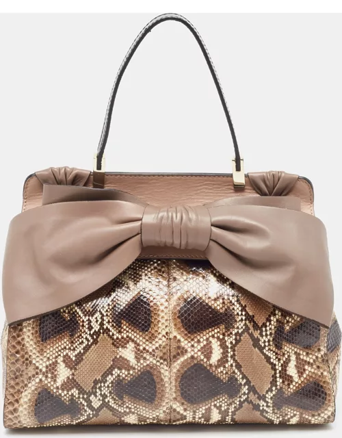 Valentino Beige/Grey Python and Leather Aphrodite Bow Bag