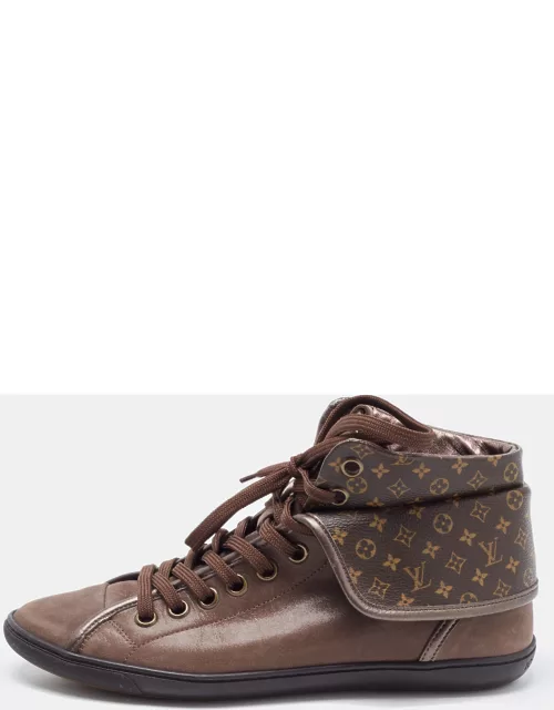 Louis Vuitton Brown Monogram Canvas and Nubuck Leather Brea Sneaker