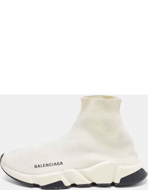 Balenciaga White Knit Fabric Speed High Top Sneaker