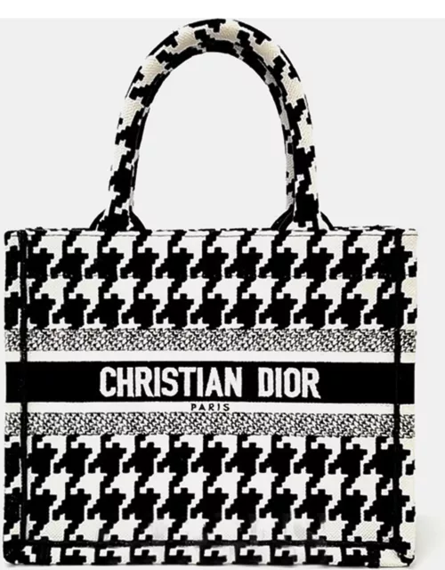 Christian Dior Black/White Canvas Small Oblique Book Tote Bag