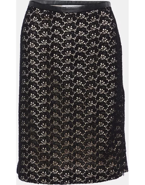 Diane Von Furstenberg Black Stevia Acorn Lace Mini Skirt