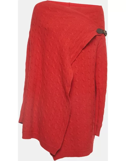 Ralph Luaren Red Patterned Wool Blend Cowl Neck Sweater