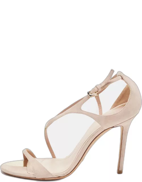 Dior Light Pink/Gold Suede and Leather D'orsay Sandal