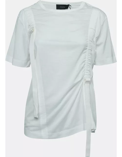 Joseph Off White Cotton Adjustable Strap Detailed Half Sleeve T-Shirt
