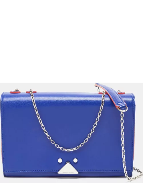 Emporio Armani Blue/Red Leather Flap Chain Shoulder Bag