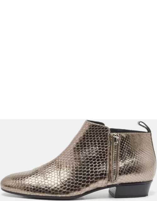 Gucci Metallic Embossed Python Ankle Boot