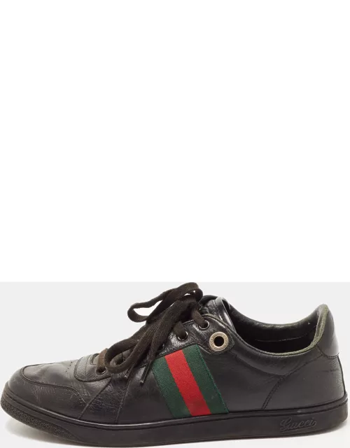 Gucci Black Leather Low Top Sneaker