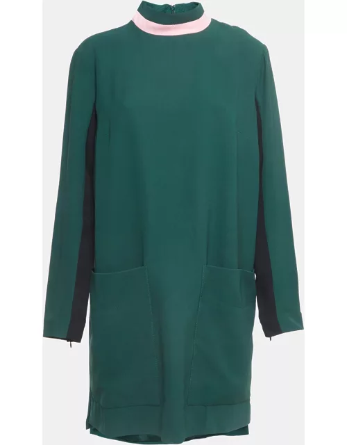 Burberry Green Wool Blend Midi Dress