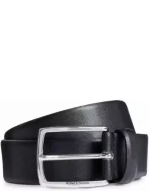 Leather belt with seasonal embossing- Black Men's Business Belt