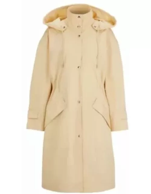 Water-repellent parka jacket in cotton twill- Light Beige Women's Casual Jacket