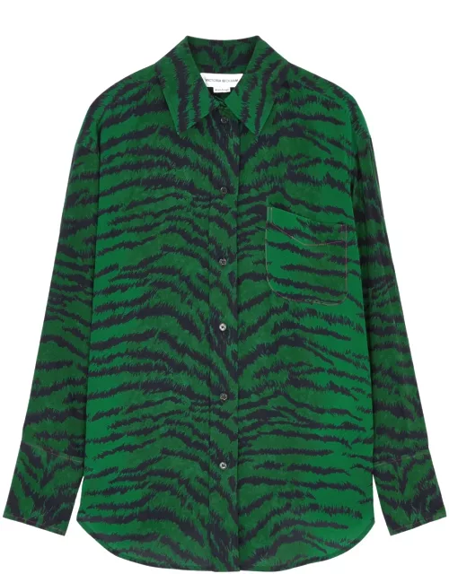 Victoria Beckham Tiger-print Silk Shirt - Green - 12 (UK12 / M)