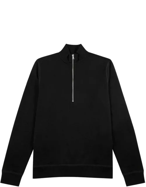 Sunspel Half-zip Cotton Sweatshirt - Black