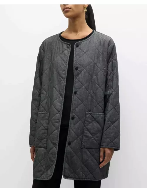 Quilted Snap-Front Organic Cotton Coat