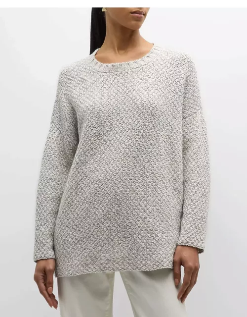 Crewneck Moss Stitch Organic Cotton Sweater