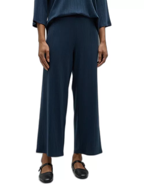 Cropped Wide-Leg Ribbed Knit Pant