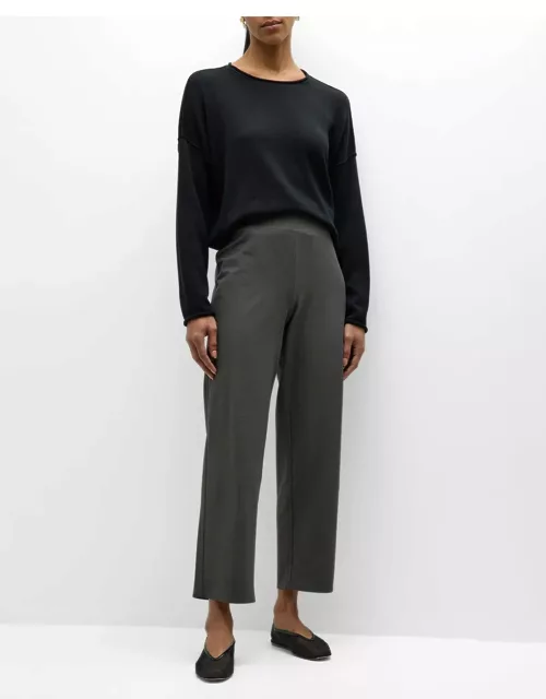 Cropped Straight-Leg Stretch Crepe Pant