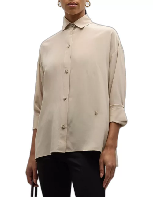 Satin Sheets Silk Button-Front Shirt
