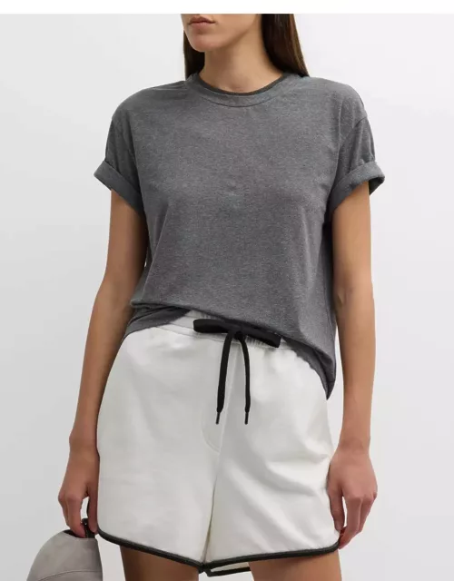 Monili-Neck Short-Sleeve T-Shirt
