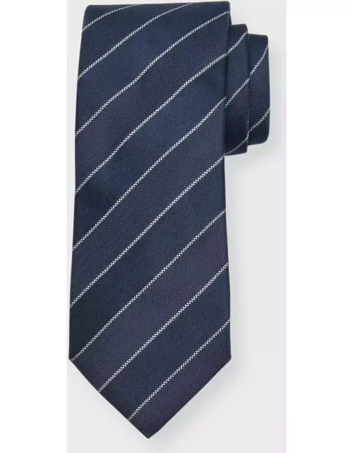 Men's Double Stripe Silk-Cotton Tie