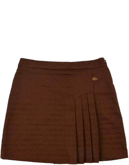 Gucci Logo Plaque Pleated Skirt