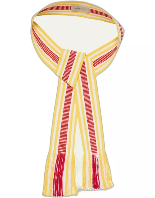 Handwoven Wide White, Yellow, and Red Belt