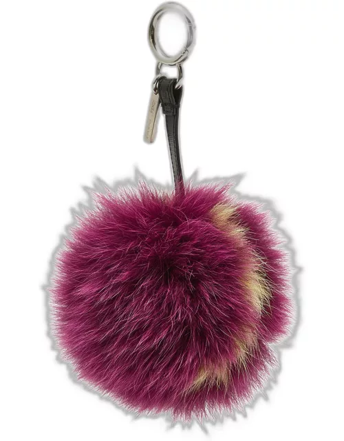 Fendi Purple Fox Fur Alphabet 'I' Bag Char