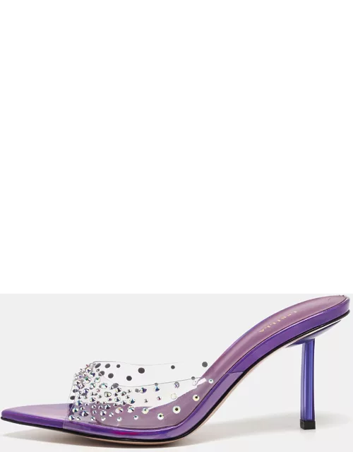 Le Silla Transparent/Purple Crystal Embellished PVC Slide Sandal