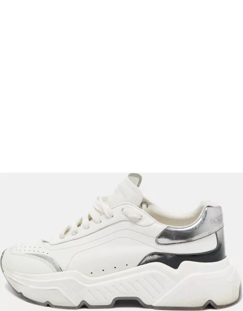 Dolce & Gabbana White/Silver Leather Daymaster Sneaker