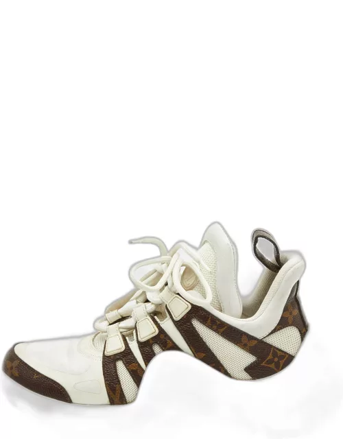 Louis Vuitton White Mesh and Monogram Canvas Archlight Sneaker