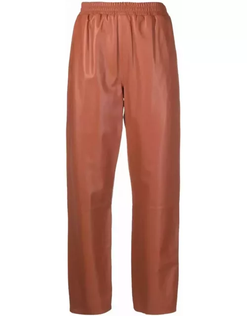 Straight-leg leather trouser