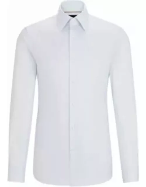 Slim-fit shirt in cotton dobby with angled cuffs- Light Blue Men's Shirt