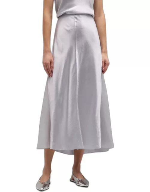Sheer Panelled Midi Slip Skirt