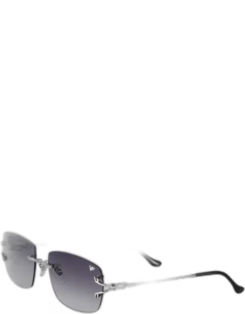 Men's Bal Harbour 24K White Gold Rimless Rectangle Sunglasse
