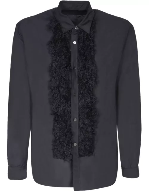 Comme Des Garçons Homme Plus Faux Fur Details Black Shirt