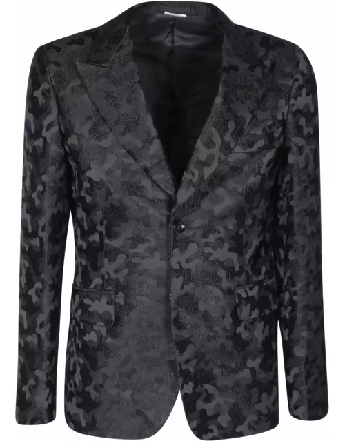 Comme Des Garçons Homme Plus Jacquard-effect Black Jacket