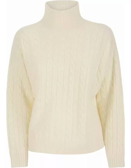 Peserico Plaited Jumper In Wool-silk And Cashmere Blend
