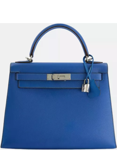Hermes Kelly Bag 28cm in Blue Electric Epsom Leather with Palladium Hardware