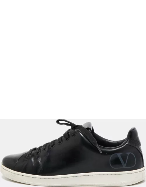 Valentino Black Leather VLogo Low Top Sneaker