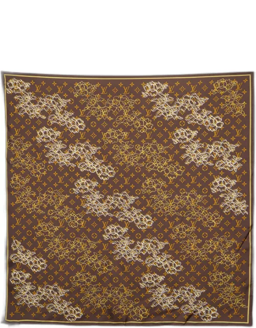Louis Vuitton Brown Monogram Dentelle Silk Scarf