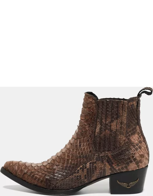 Zadig And Voltaire Brown/Black Python Ankle Boot