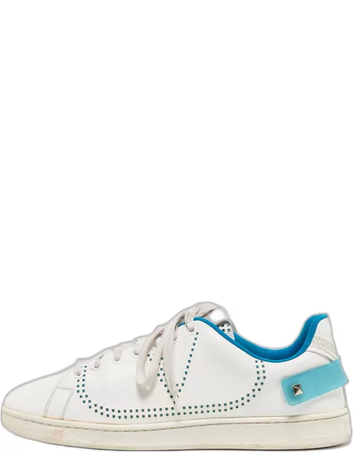 Valentino White/Blue Leather Backnet Sneaker